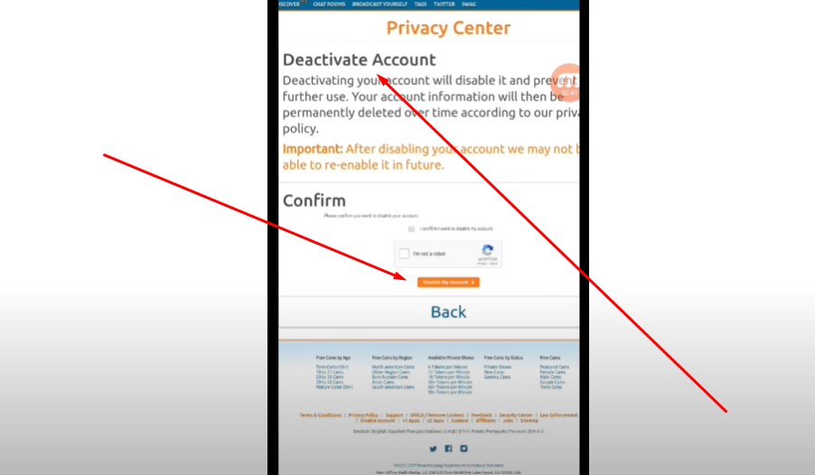 deleting Chaturbate account
