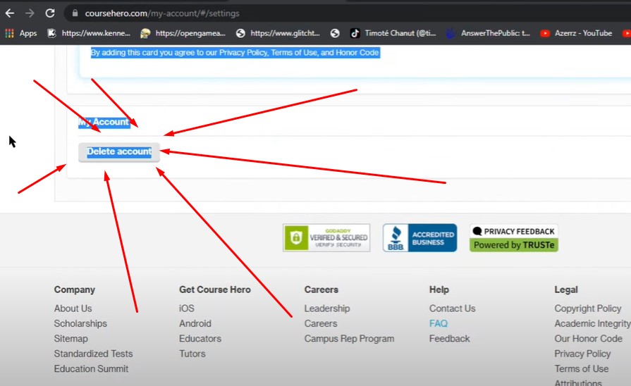 deleting Course Hero account