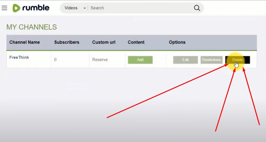 deleting Rumble account