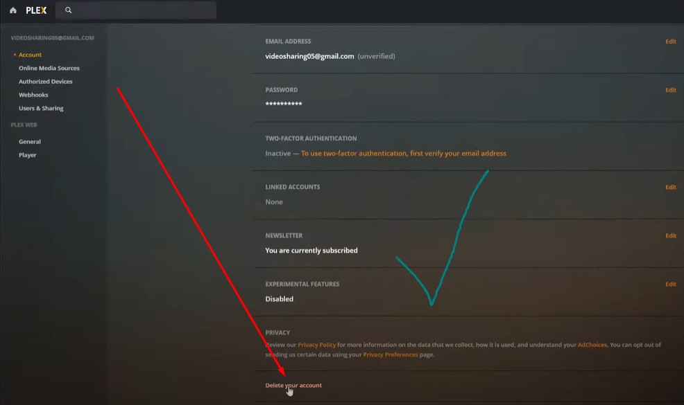 How to Delete Plex Account