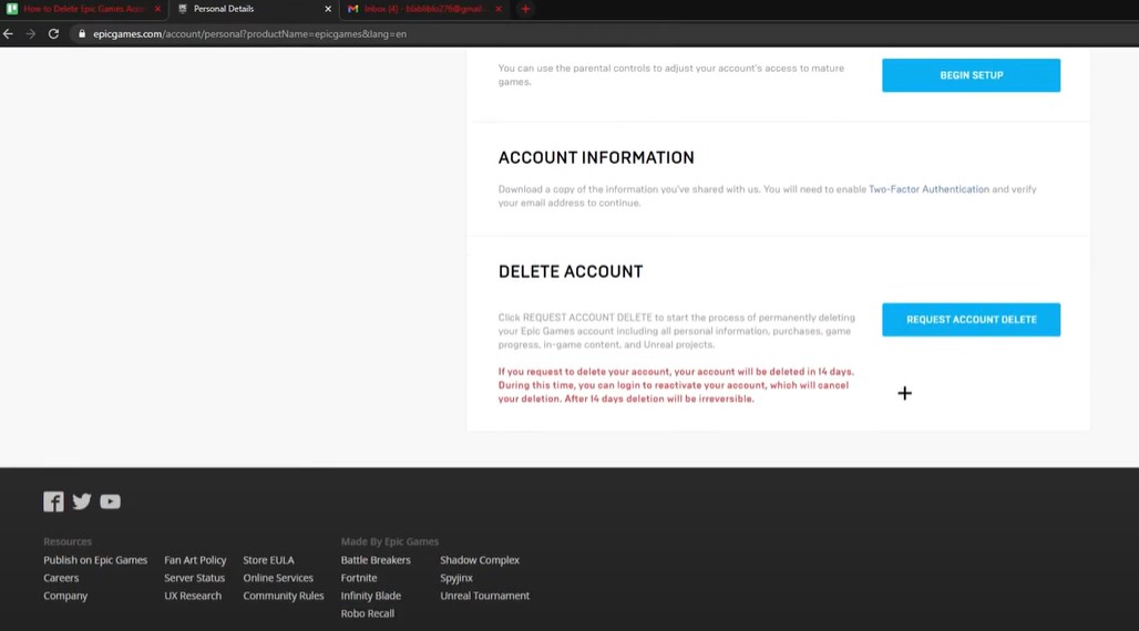 How to Delete Epic Games Account Details